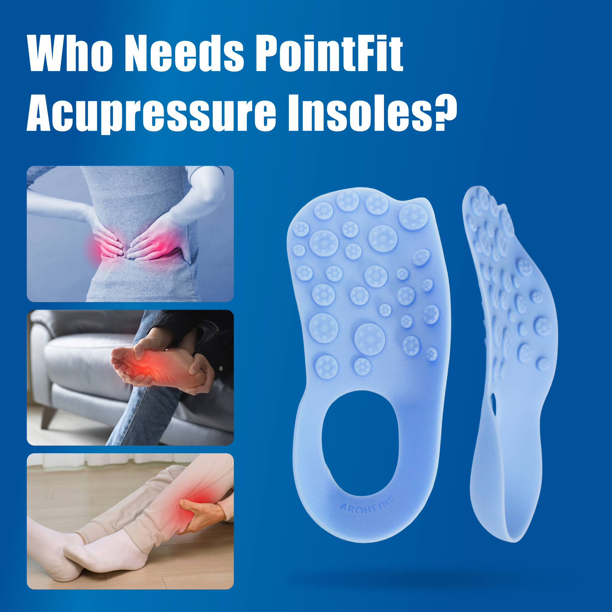 Archfine Pointfit Insole (1 Pair) – Acupressure Massage Insoles for Everyday Leg Care