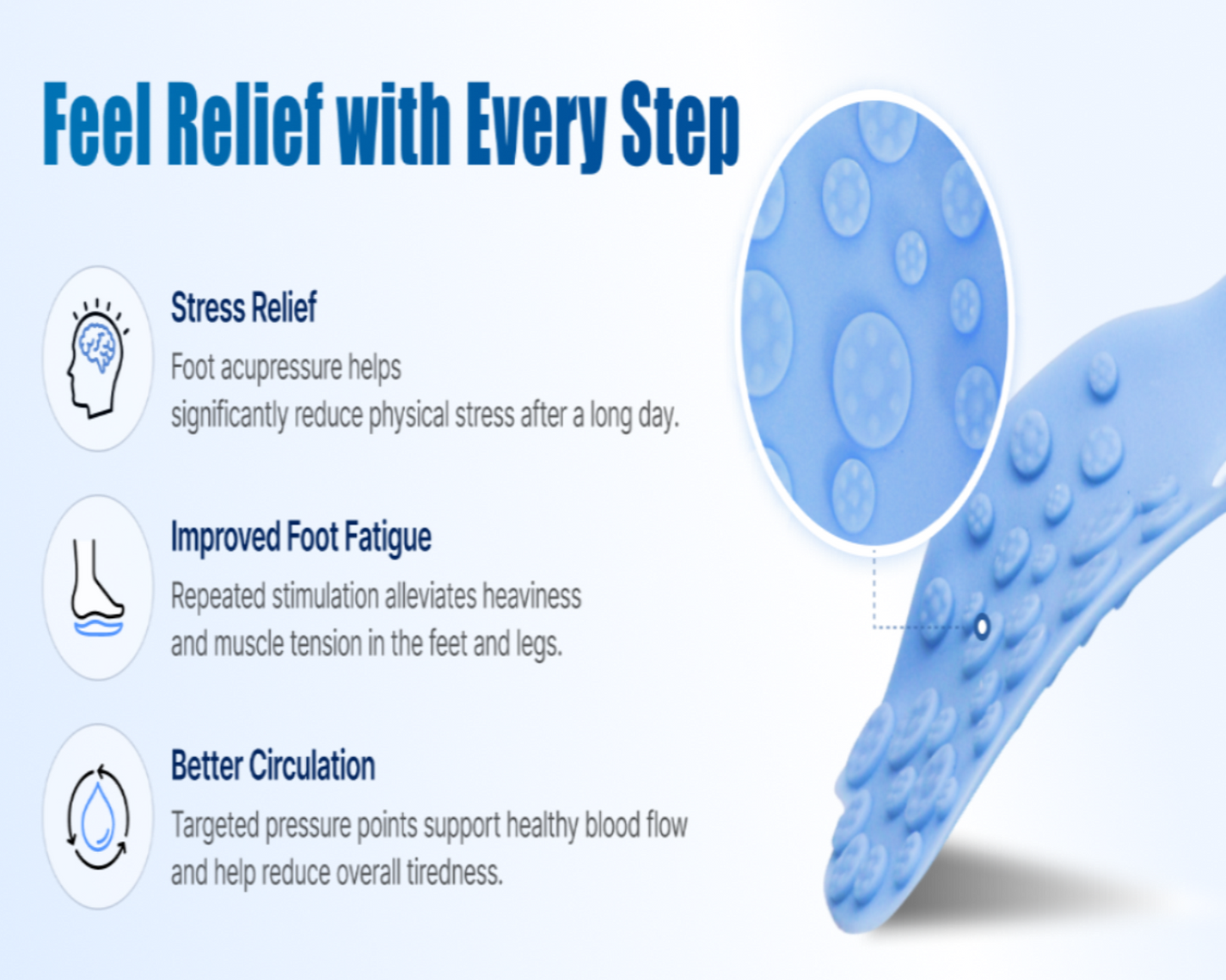 Acupressure Massage Insoles for Leg Care - Reflexology Insoles for Daily Foot Comfort